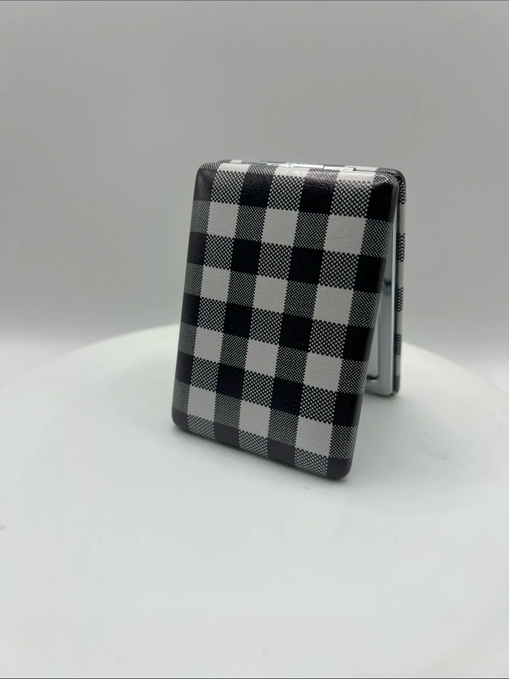 754. Black and White Checkered Compact Mirror